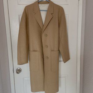 Uniqlo belted pea coat cream (XS) WOMEN U WOOL-BLEND TAILORED COAT